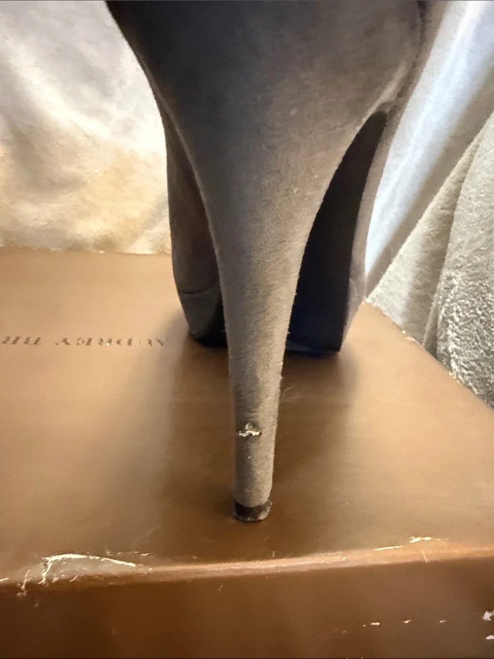 Audrey Brooke Gray Suede V-Cut Ankle Booties